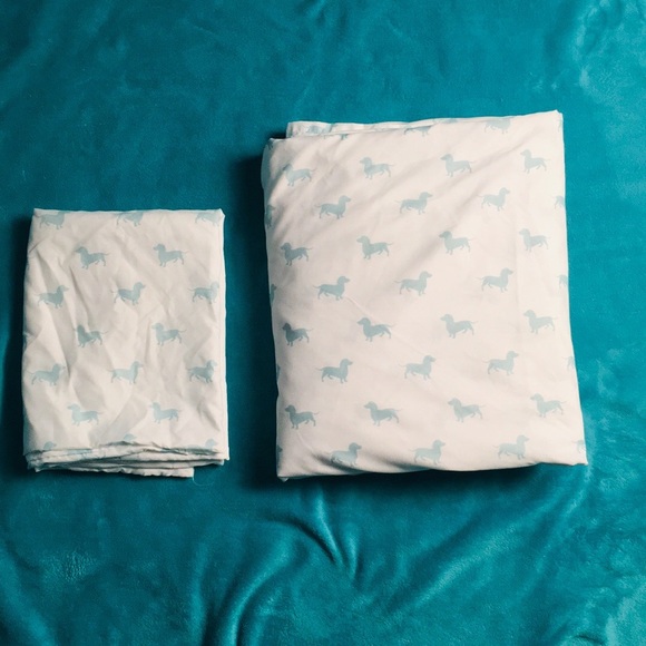 4pc Cynthia Rowley Watercolor Dog FULL Sheet Set Colorful Dachshund 100/% Cotton